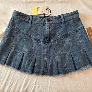 Kourt NWT Denim Pleated Micro Mini Skirt M
